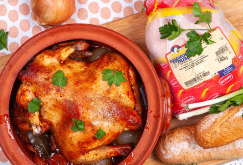 Пиле попска яхния в гювеч